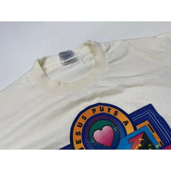 VINTAGE Jesus Puts A Song In My Heart 1997 T-shirt Women Medium God Religion - Picture 4 of 8